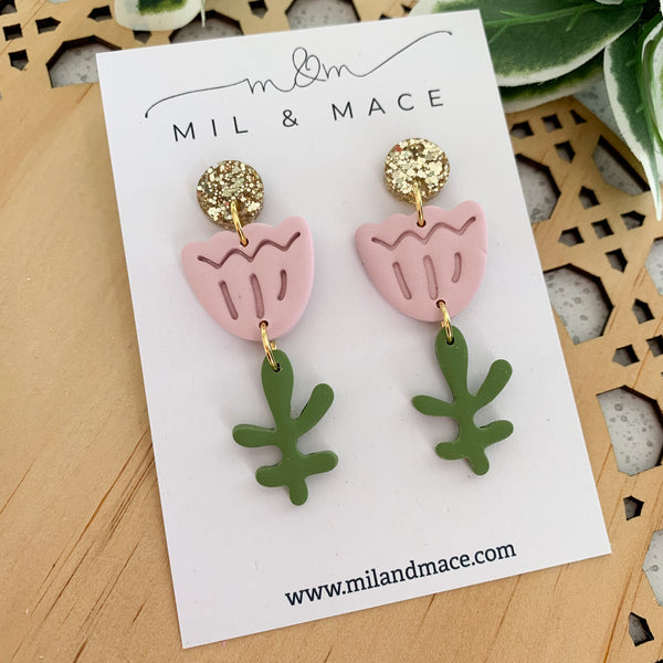 Tulip Polymer Clay Dangle Earrings