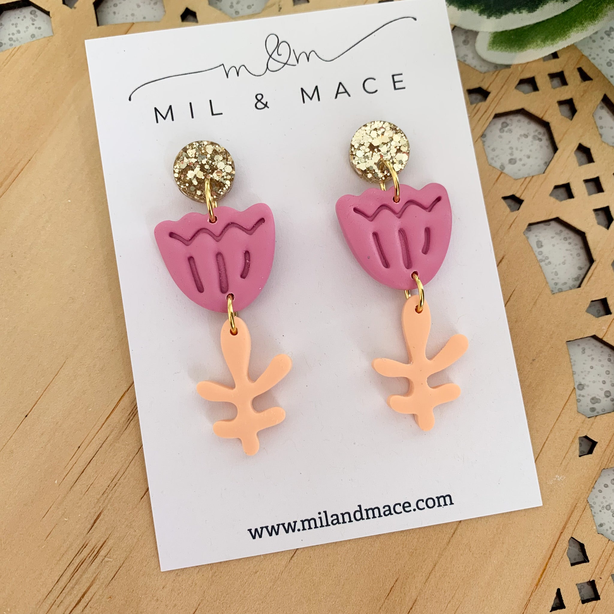 Tulip Polymer Clay Dangle Earrings