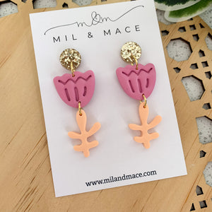 Tulip Polymer Clay Dangle Earrings