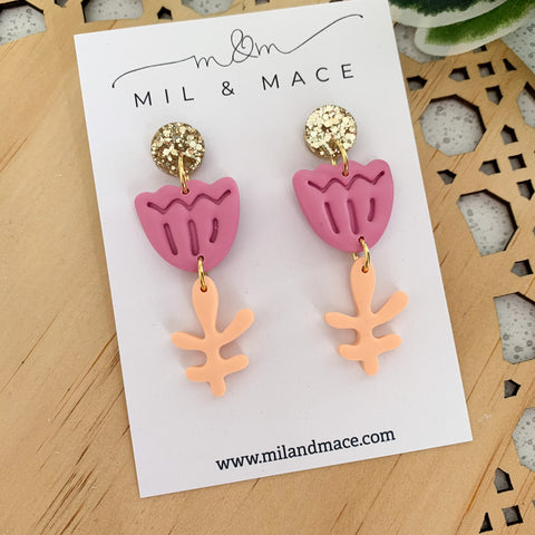 Tulip Polymer Clay Dangle Earrings