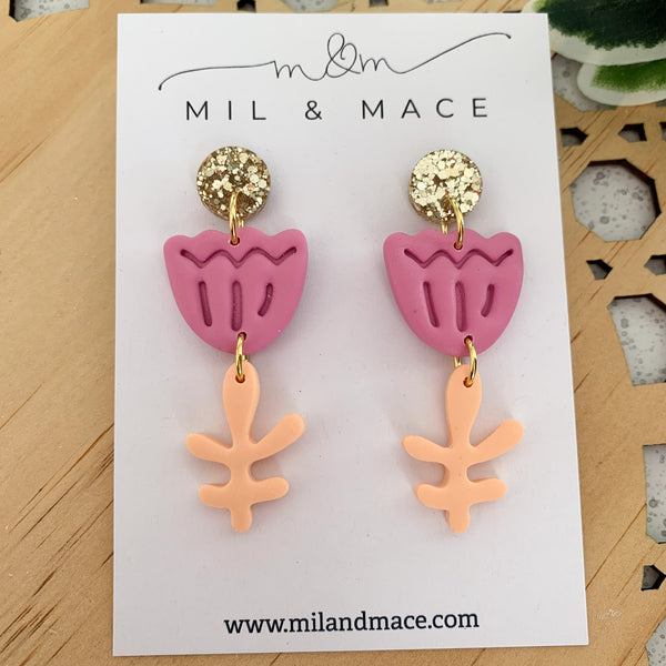 Tulip Polymer Clay Dangle Earrings