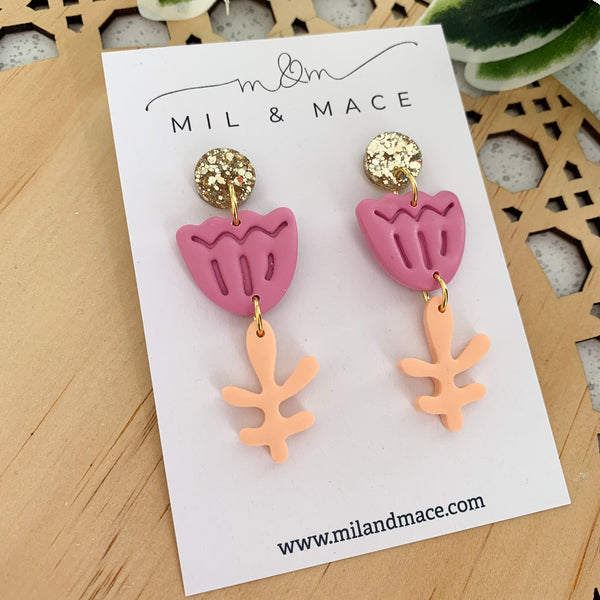 Tulip Polymer Clay Dangle Earrings