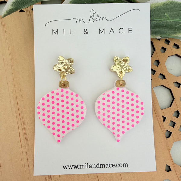 Neon pink Spot Bauble Polymer Clay Dangle Earrings