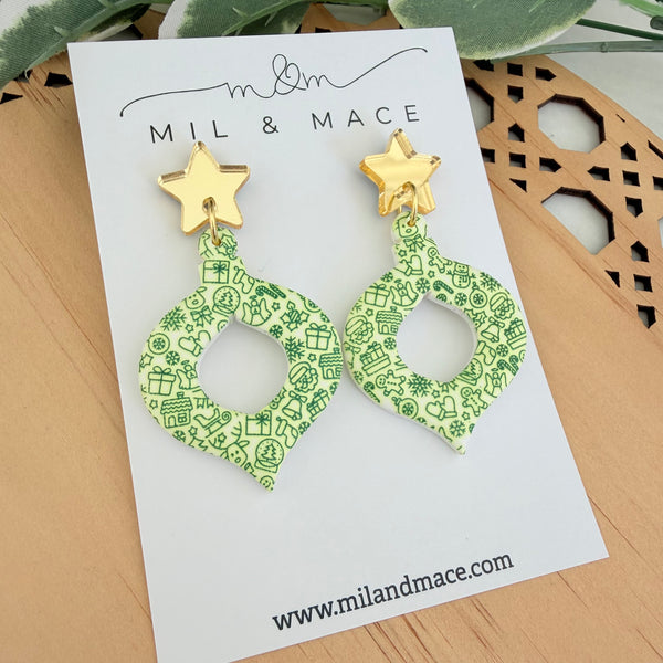 Green Bauble Polymer Clay Dangle Earrings