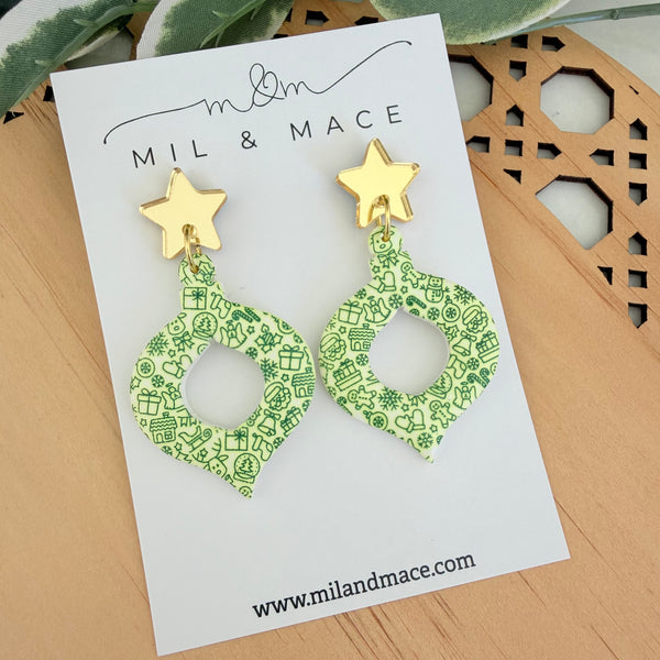 Green Bauble Polymer Clay Dangle Earrings