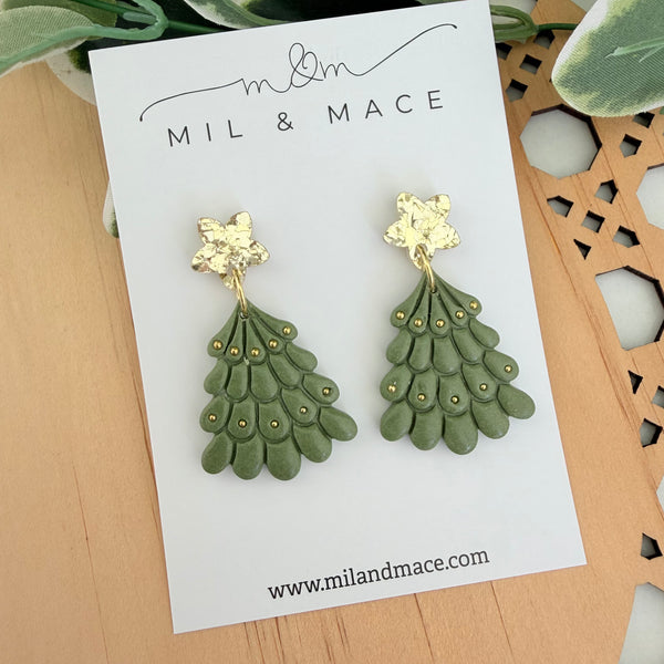 Christmas Tree Polymer Clay Dangle Earrings