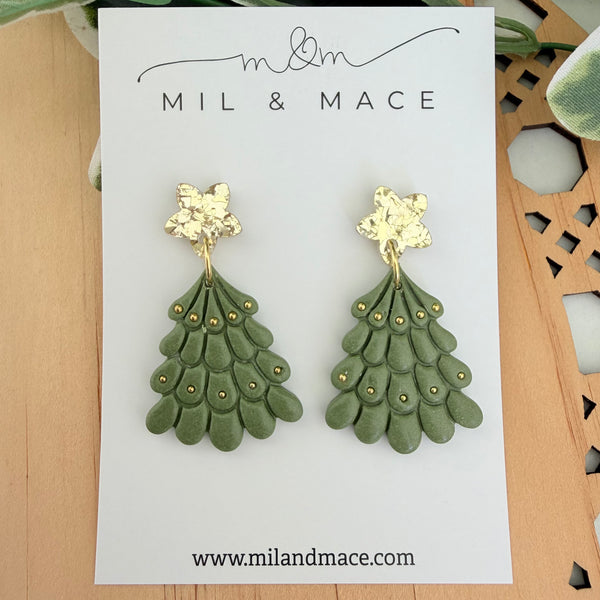 Christmas Tree Polymer Clay Dangle Earrings
