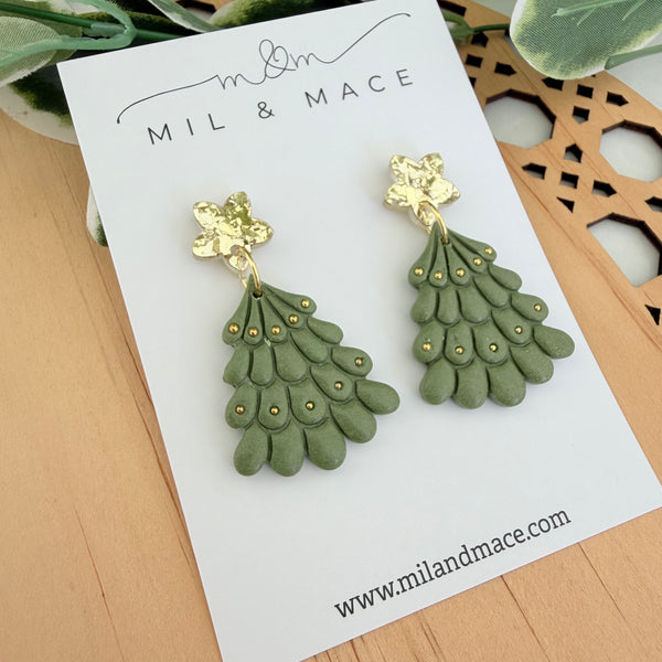 Christmas Tree Polymer Clay Dangle Earrings