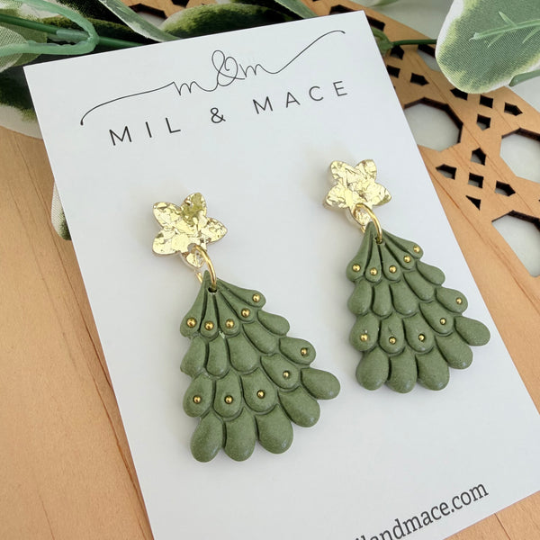 Christmas Tree Polymer Clay Dangle Earrings