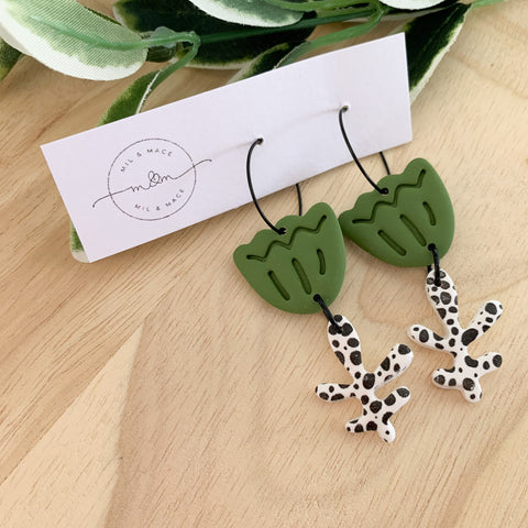 Tulip Polymer Clay Dangle Hoop Earrings