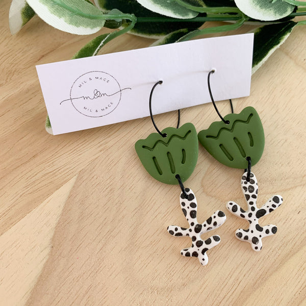 Tulip Polymer Clay Dangle Hoop Earrings