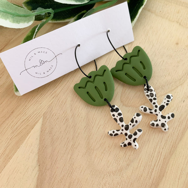 Tulip Polymer Clay Dangle Hoop Earrings