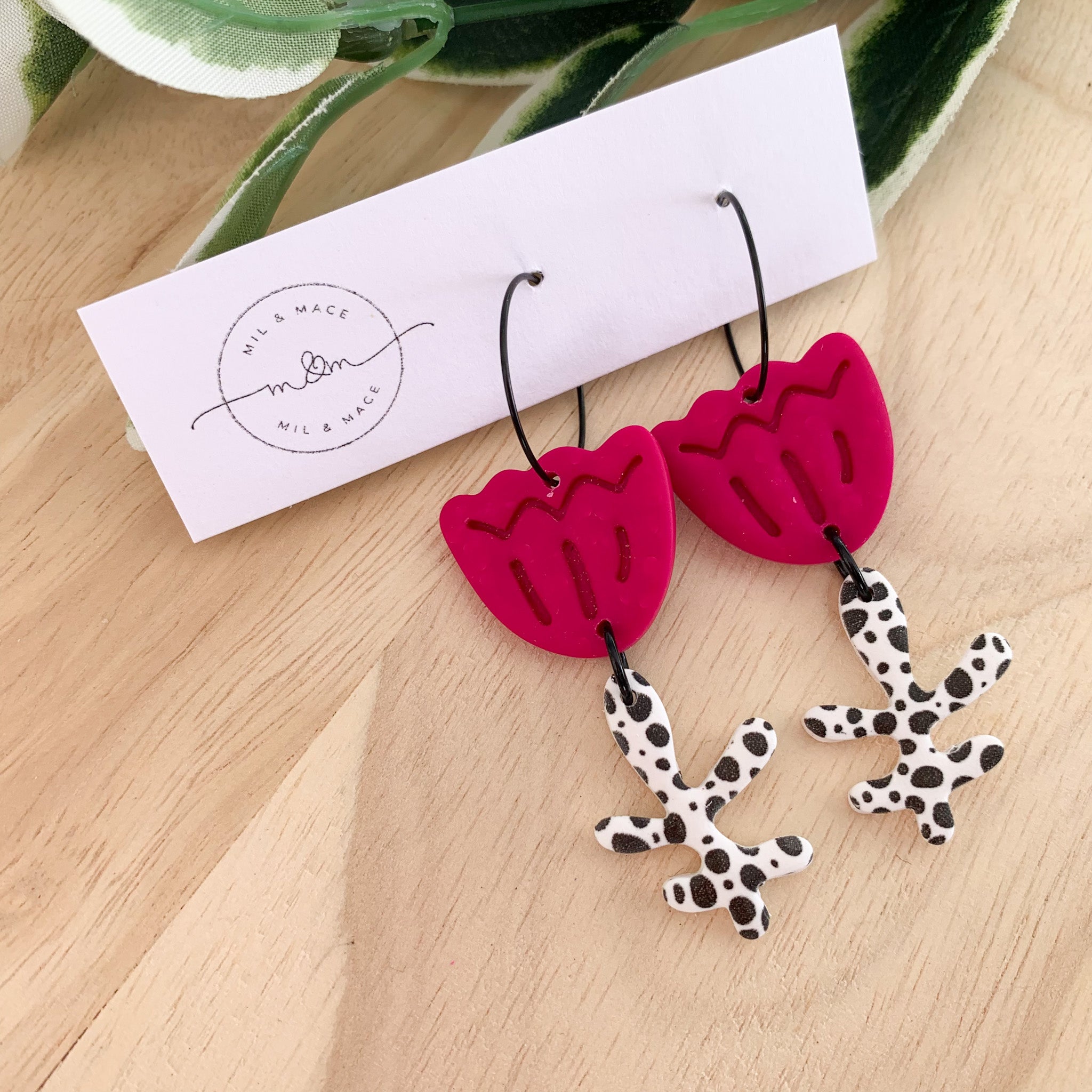 Tulip Polymer Clay Dangle Hoop Earrings