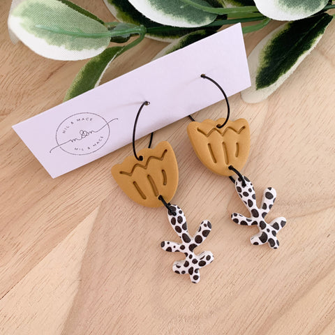 Tulip Polymer Clay Dangle Hoop Earrings