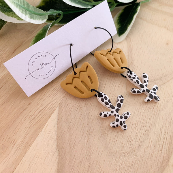 Tulip Polymer Clay Dangle Hoop Earrings