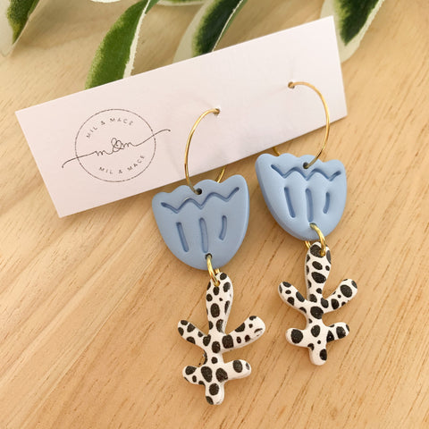 Tulip Polymer Clay Dangle Hoop Earrings
