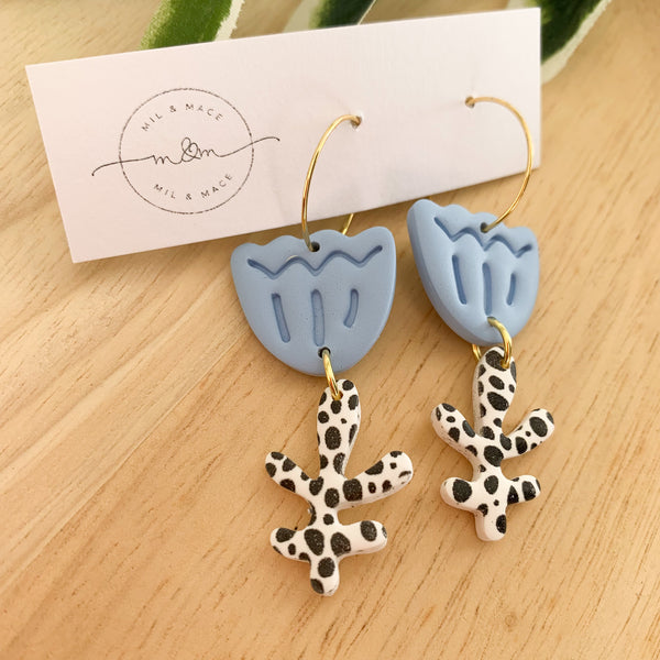 Tulip Polymer Clay Dangle Hoop Earrings