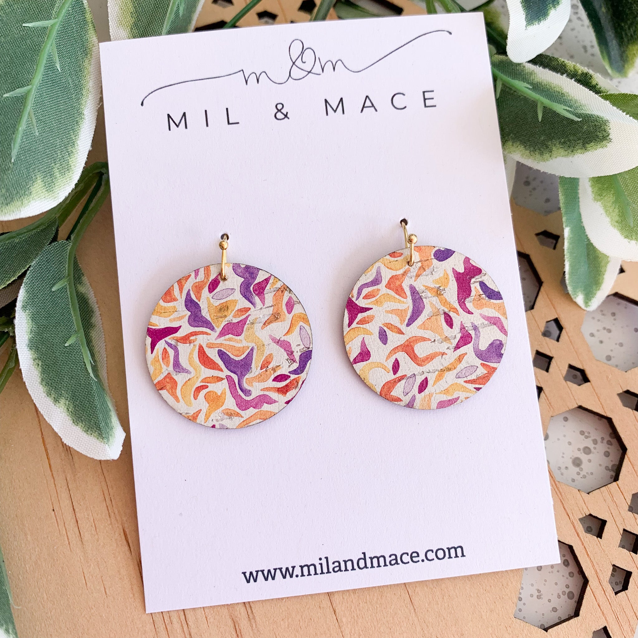 Flora Printed Cork Dangle Earrings