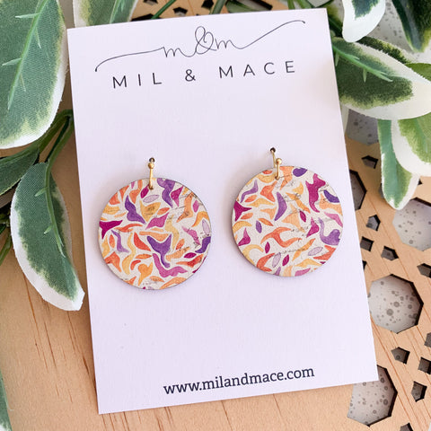 Flora Printed Cork Dangle Earrings