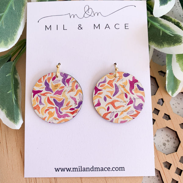Flora Printed Cork Dangle Earrings