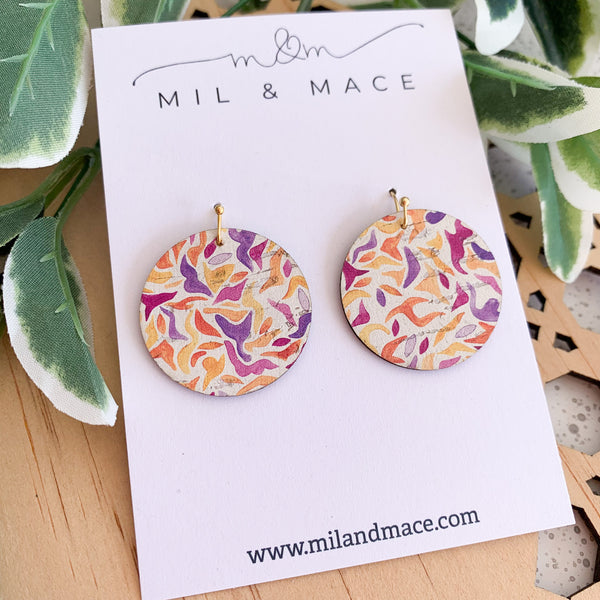 Flora Printed Cork Dangle Earrings