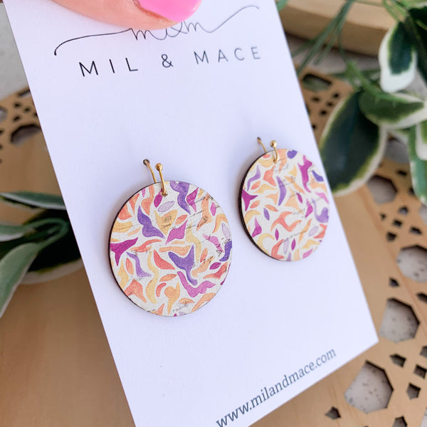 Flora Printed Cork Dangle Earrings