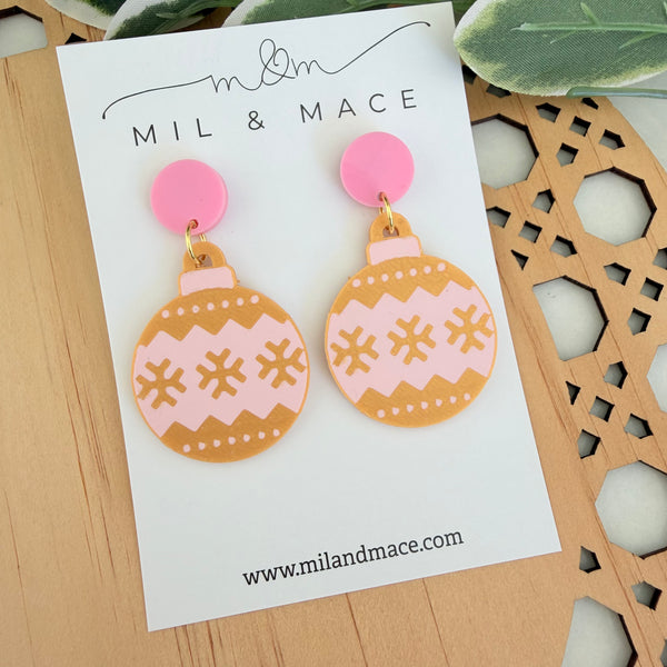 Christmas Baubles 3D Printed Dangle Earrings