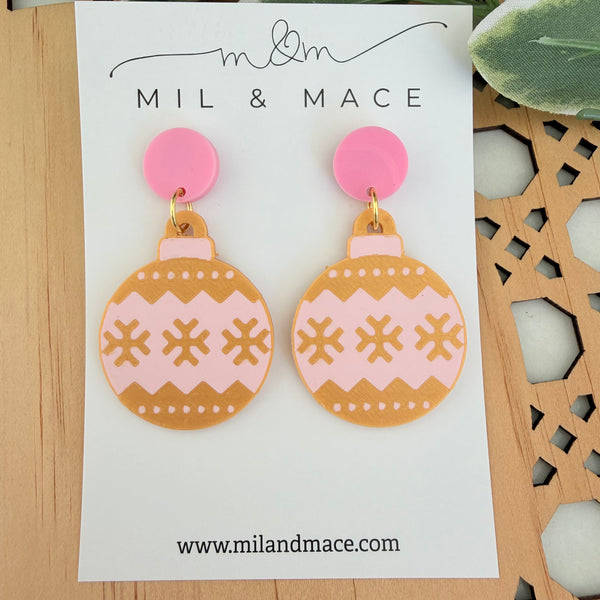 Christmas Baubles 3D Printed Dangle Earrings