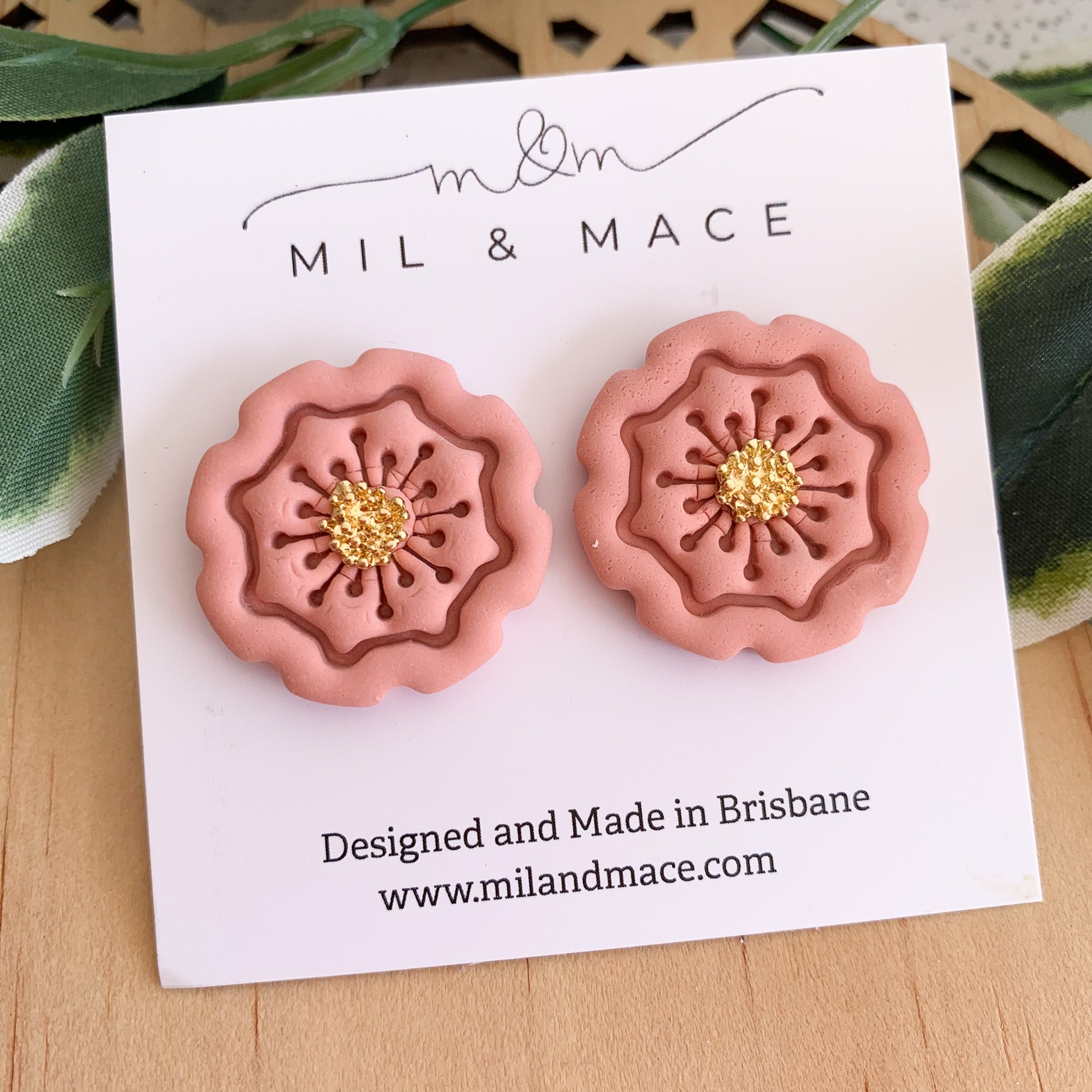 27mm Flower Polymer Clay Stud Earrings