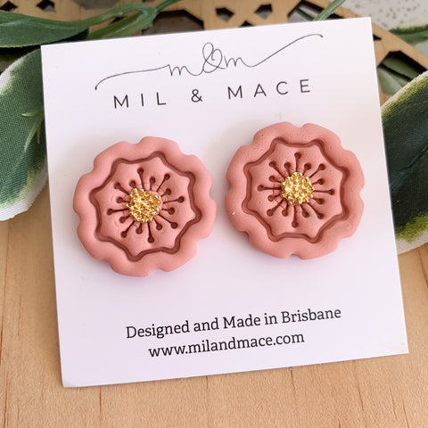 27mm Flower Polymer Clay Stud Earrings