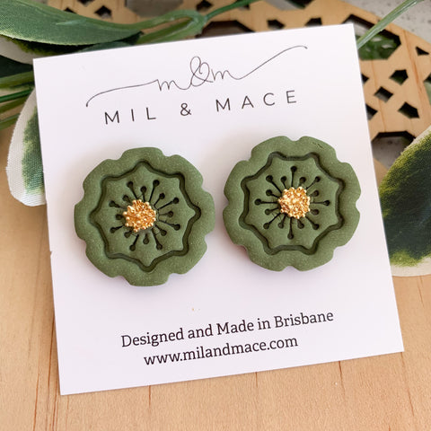 27mm Flower Polymer Clay Stud Earrings