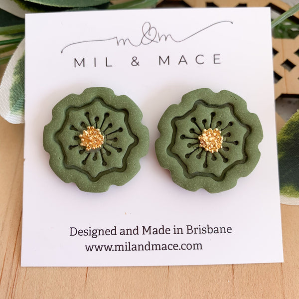 27mm Flower Polymer Clay Stud Earrings