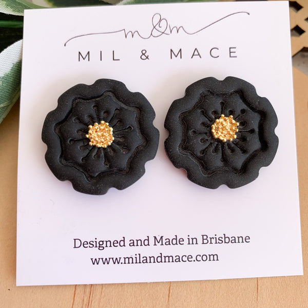 27mm Flower Polymer Clay Stud Earrings