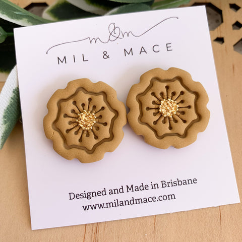 27mm Flower Polymer Clay Stud Earrings