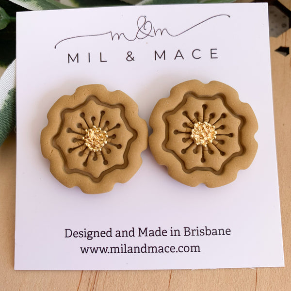 27mm Flower Polymer Clay Stud Earrings