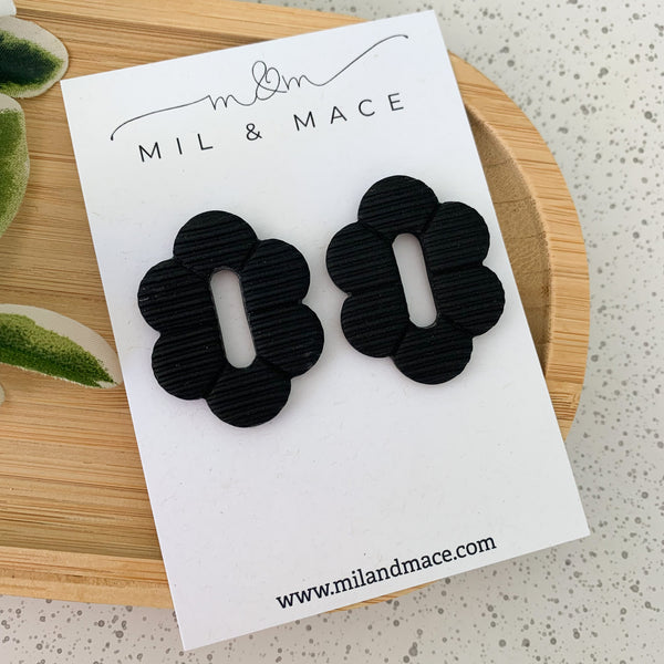 Alexa Black Polymer Clay Stud Earrings