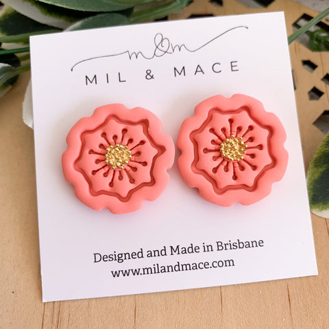 27mm Flower Polymer Clay Stud Earrings