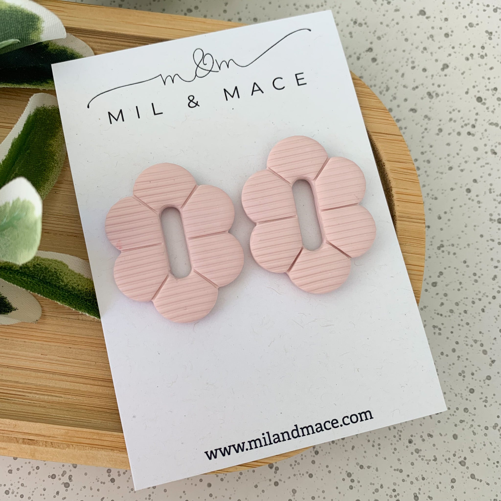 Alexa Pale Pink Polymer Clay Stud Earrings