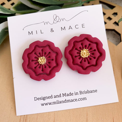 27mm Flower Polymer Clay Stud Earrings