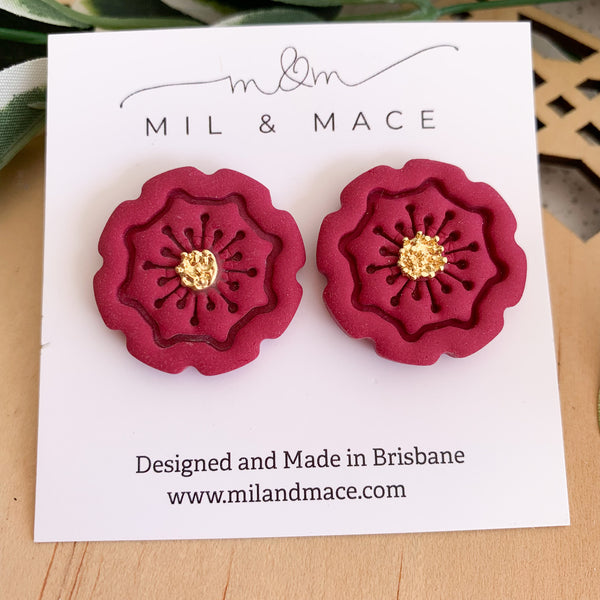 27mm Flower Polymer Clay Stud Earrings