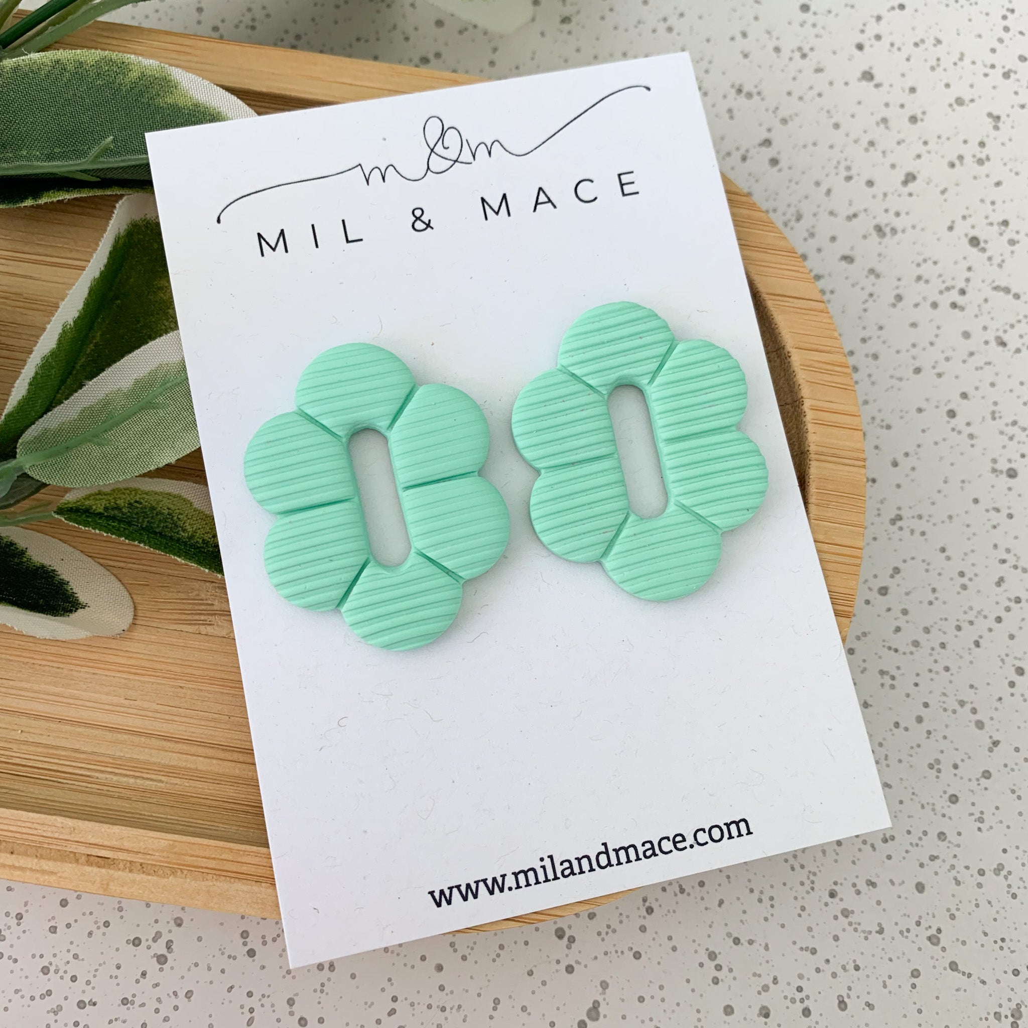 Alexa Mint Polymer Clay Stud Earrings