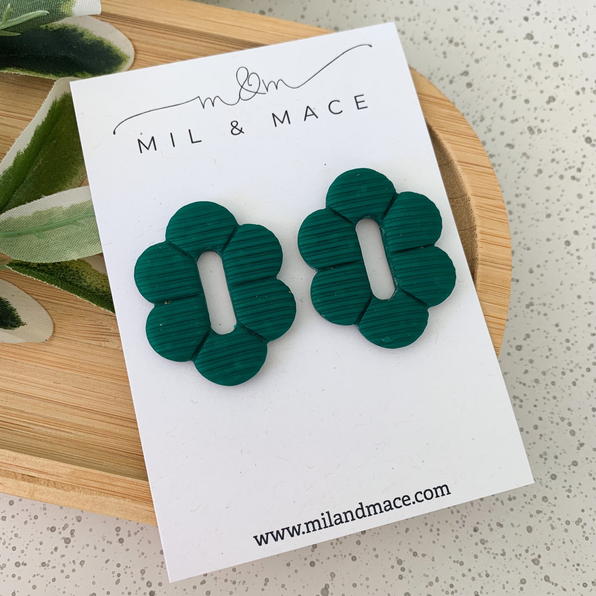 Alexa Green Polymer Clay Stud Earrings