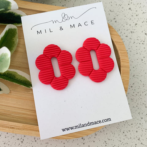 Alexa  Red Polymer Clay Stud Earrings