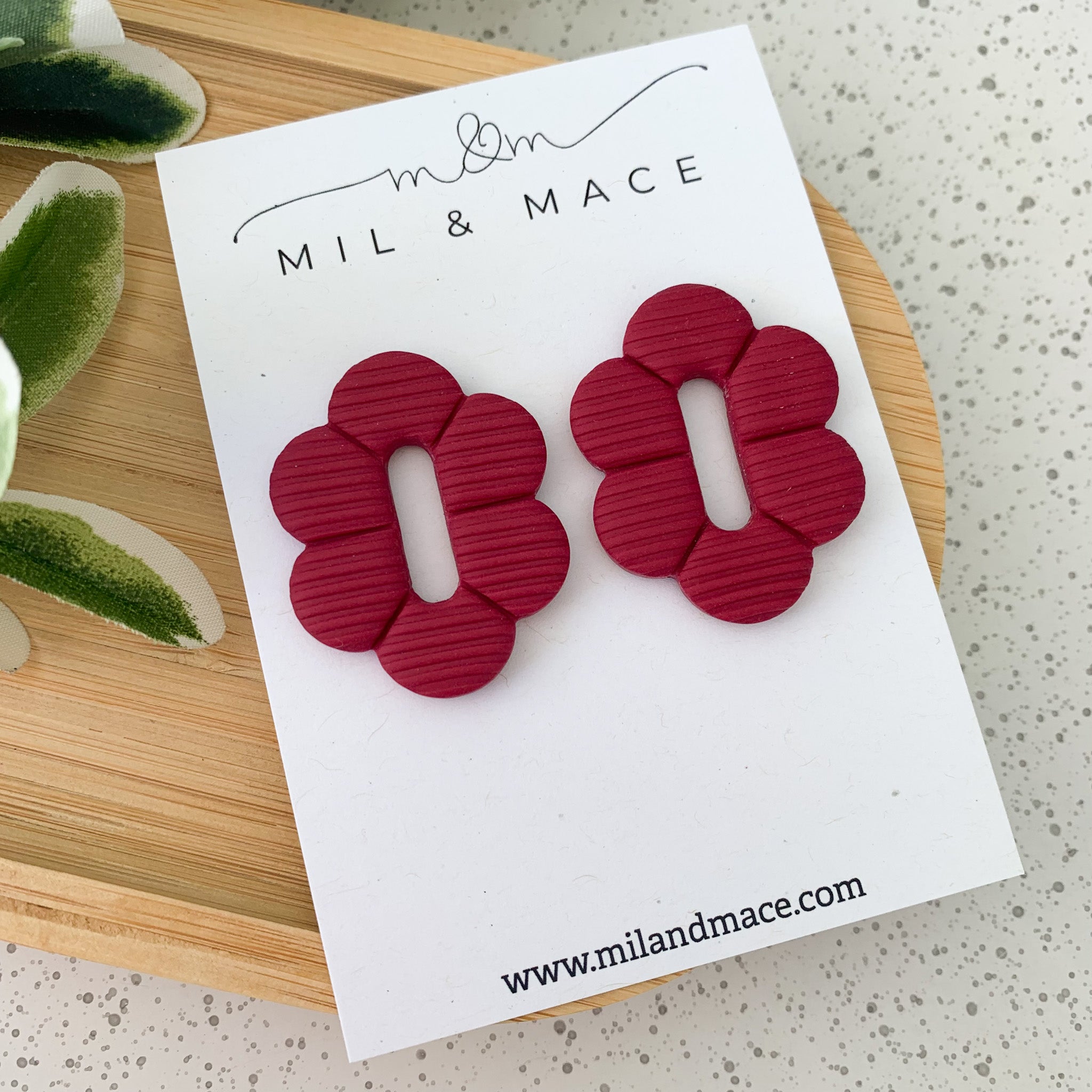 Alexa Maroon Polymer Clay Stud Earrings