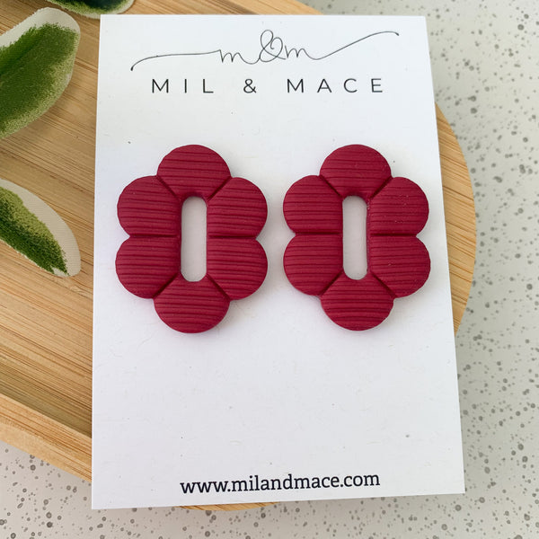 Alexa Maroon Polymer Clay Stud Earrings