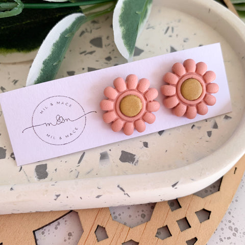 20mm Flower Polymer Clay Stud Earrings