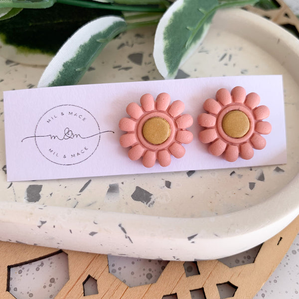 20mm Flower Polymer Clay Stud Earrings