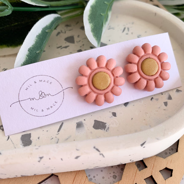 20mm Flower Polymer Clay Stud Earrings