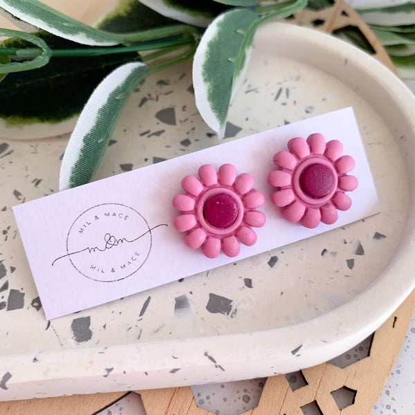 20mm Flower Polymer Clay Stud Earrings