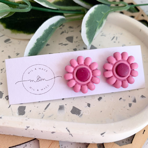 20mm Flower Polymer Clay Stud Earrings